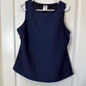 Lands End High Neck Textured Tankini Swim Top Navy Blue 18W DD